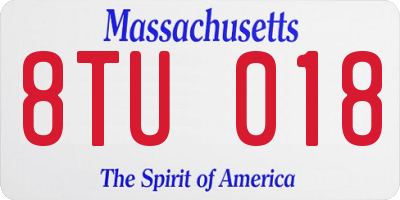 MA license plate 8TU018