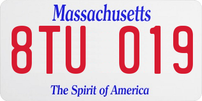 MA license plate 8TU019