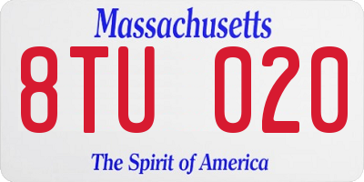 MA license plate 8TU020