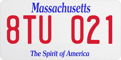 MA license plate 8TU021