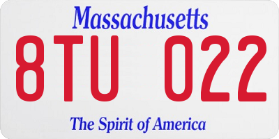 MA license plate 8TU022
