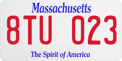 MA license plate 8TU023