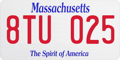 MA license plate 8TU025