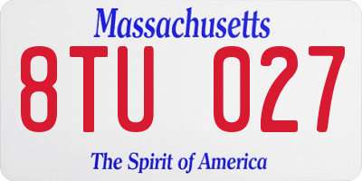 MA license plate 8TU027
