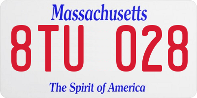 MA license plate 8TU028