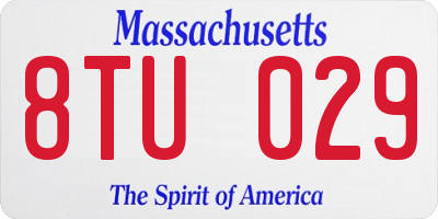 MA license plate 8TU029