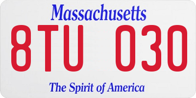 MA license plate 8TU030