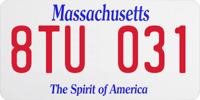 MA license plate 8TU031