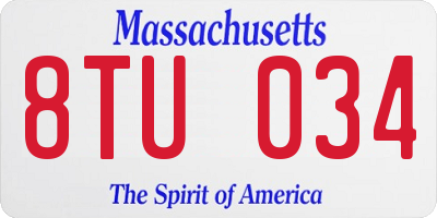 MA license plate 8TU034