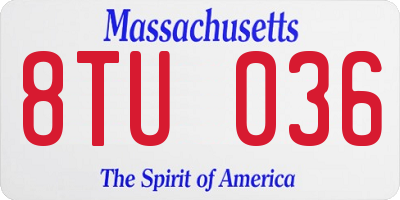 MA license plate 8TU036