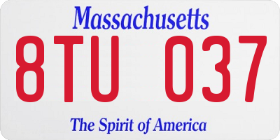 MA license plate 8TU037