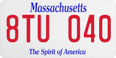 MA license plate 8TU040