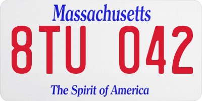 MA license plate 8TU042