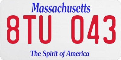 MA license plate 8TU043