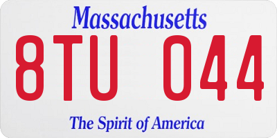 MA license plate 8TU044