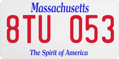MA license plate 8TU053