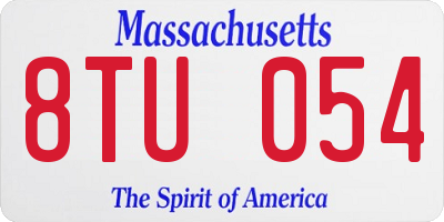 MA license plate 8TU054