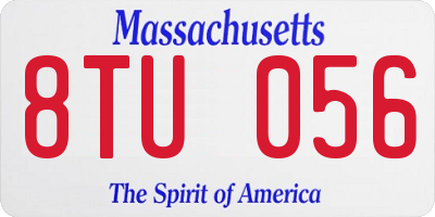 MA license plate 8TU056