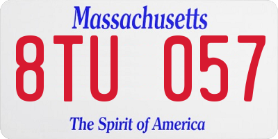 MA license plate 8TU057