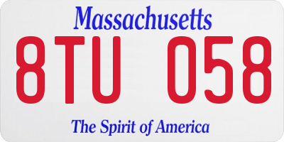 MA license plate 8TU058