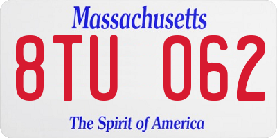 MA license plate 8TU062
