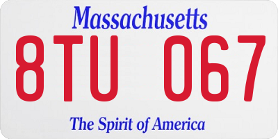 MA license plate 8TU067