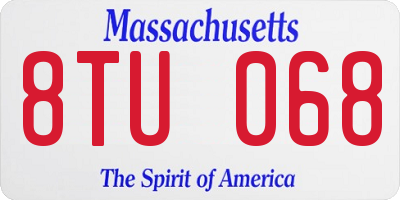 MA license plate 8TU068