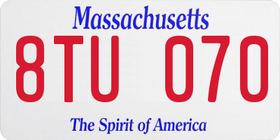 MA license plate 8TU070