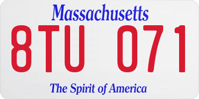 MA license plate 8TU071