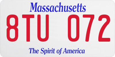 MA license plate 8TU072