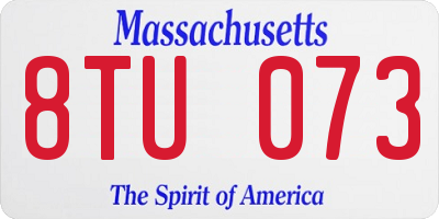 MA license plate 8TU073