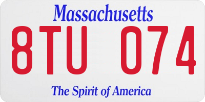 MA license plate 8TU074