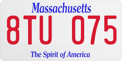 MA license plate 8TU075