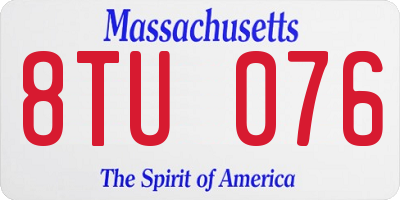 MA license plate 8TU076
