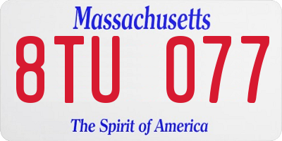 MA license plate 8TU077