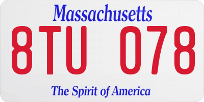 MA license plate 8TU078