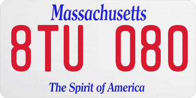 MA license plate 8TU080