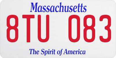 MA license plate 8TU083