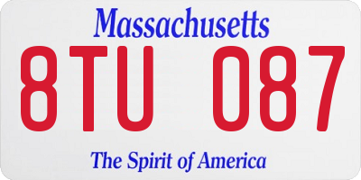 MA license plate 8TU087