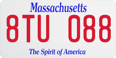 MA license plate 8TU088