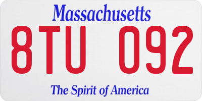 MA license plate 8TU092