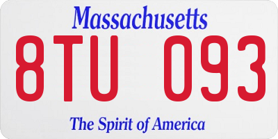 MA license plate 8TU093