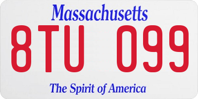 MA license plate 8TU099