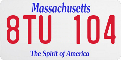 MA license plate 8TU104