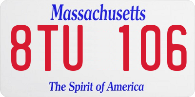 MA license plate 8TU106