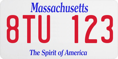 MA license plate 8TU123