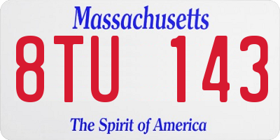 MA license plate 8TU143