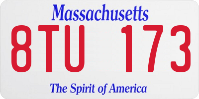 MA license plate 8TU173