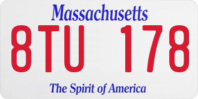 MA license plate 8TU178