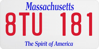 MA license plate 8TU181